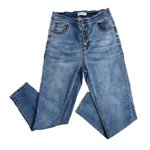 Molly Bracken Button Up Jeans WMNS S Light Wash Skinny High Rise Slim Fit Casual